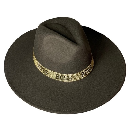 HAT Red Underside Brim/Gold Sparkle BOSS Band Olive Hat 2 Color Hat Fedora main image 4